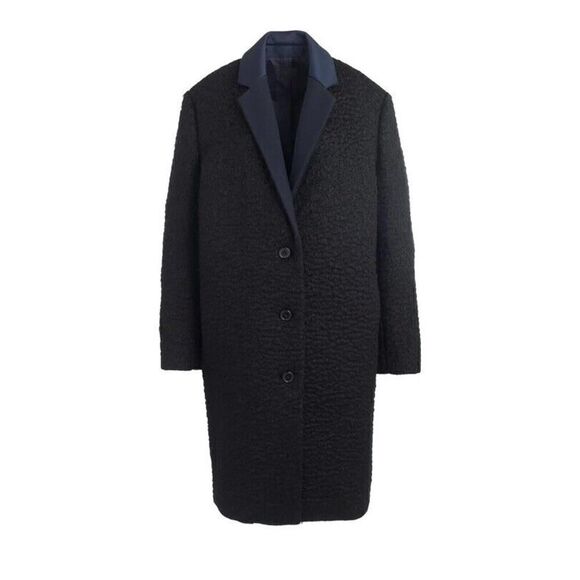 $995 J. Crew Women COLLECTION RIPPLED MOHAIR TOPCOAT Black Blue sz 2 - Picture 13 of 13